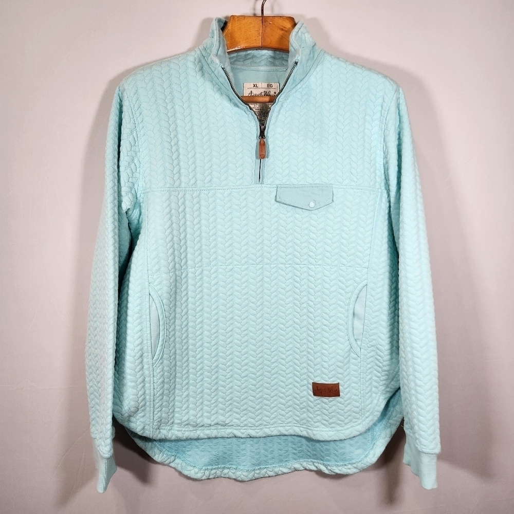 Aqua Blue Textured Turtleneck Sweater - Picture 2 of 10